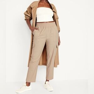 {Old Navy} "High Waist SleekTech Cargo Ankle Pants" Savanna Grass Tan Joggers